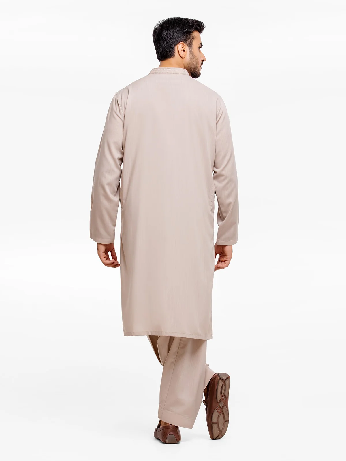 Men's Beige Shalwar Kameez - EMTKS23-41018 - Image 5