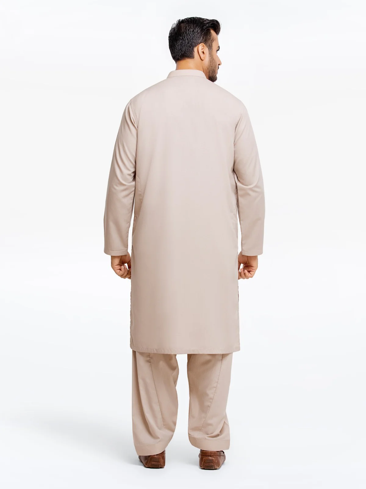 Men's Beige Shalwar Kameez - EMTKS23-41025 - Image 5