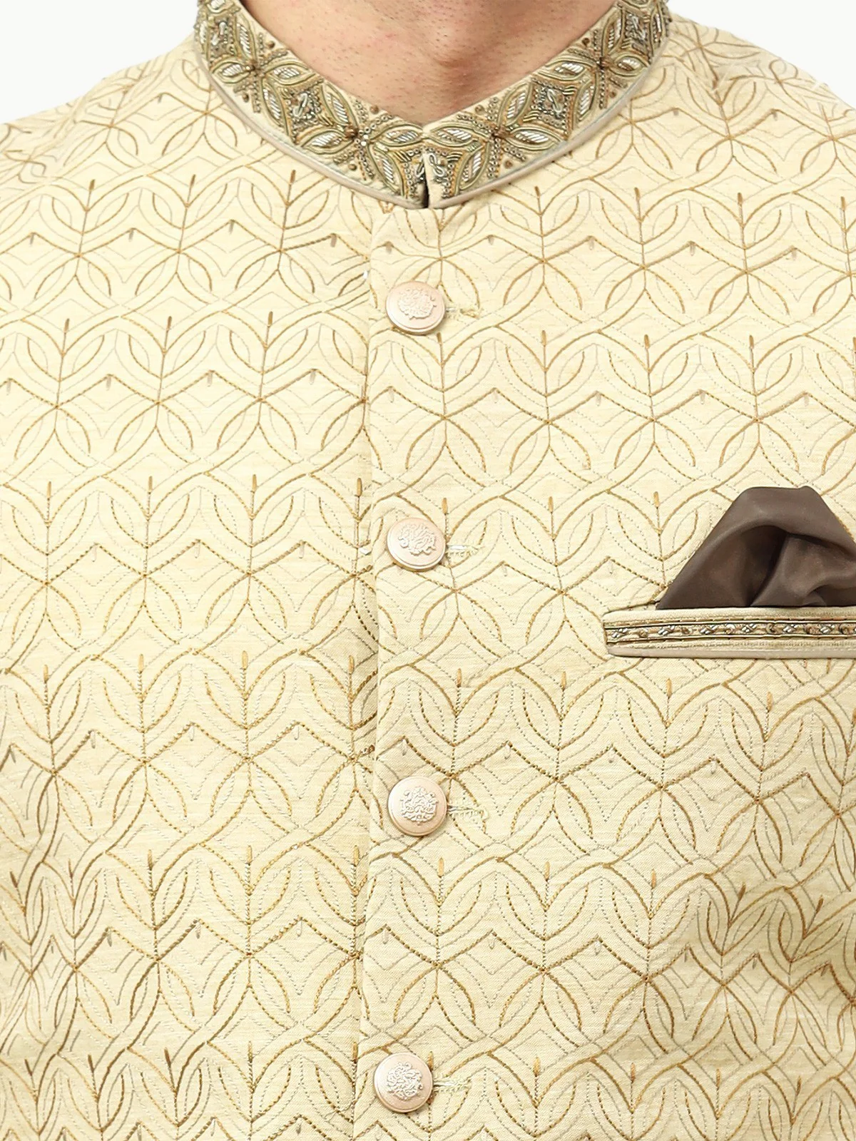 Men's Beige Prince Coat - EMTPC22-004 - Image 4