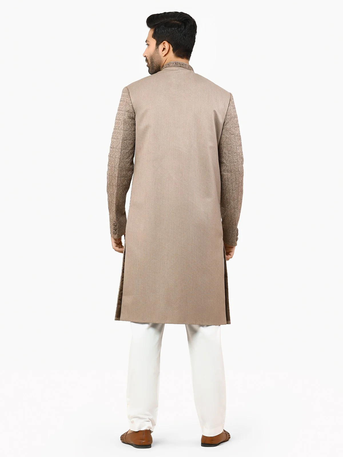 Men's Beige Sherwani - EMTS22-7215 - Image 5