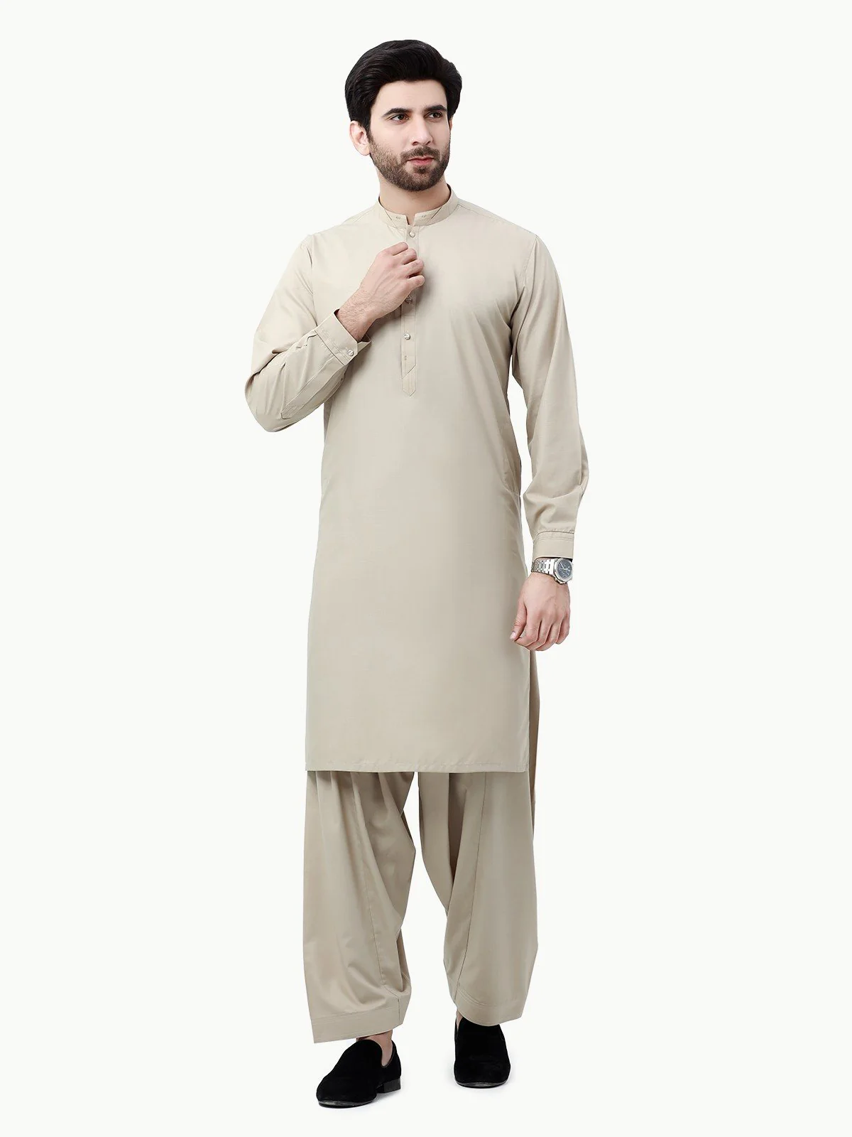 Men's Beige Shalwar Kameez - EMTSW23-99295