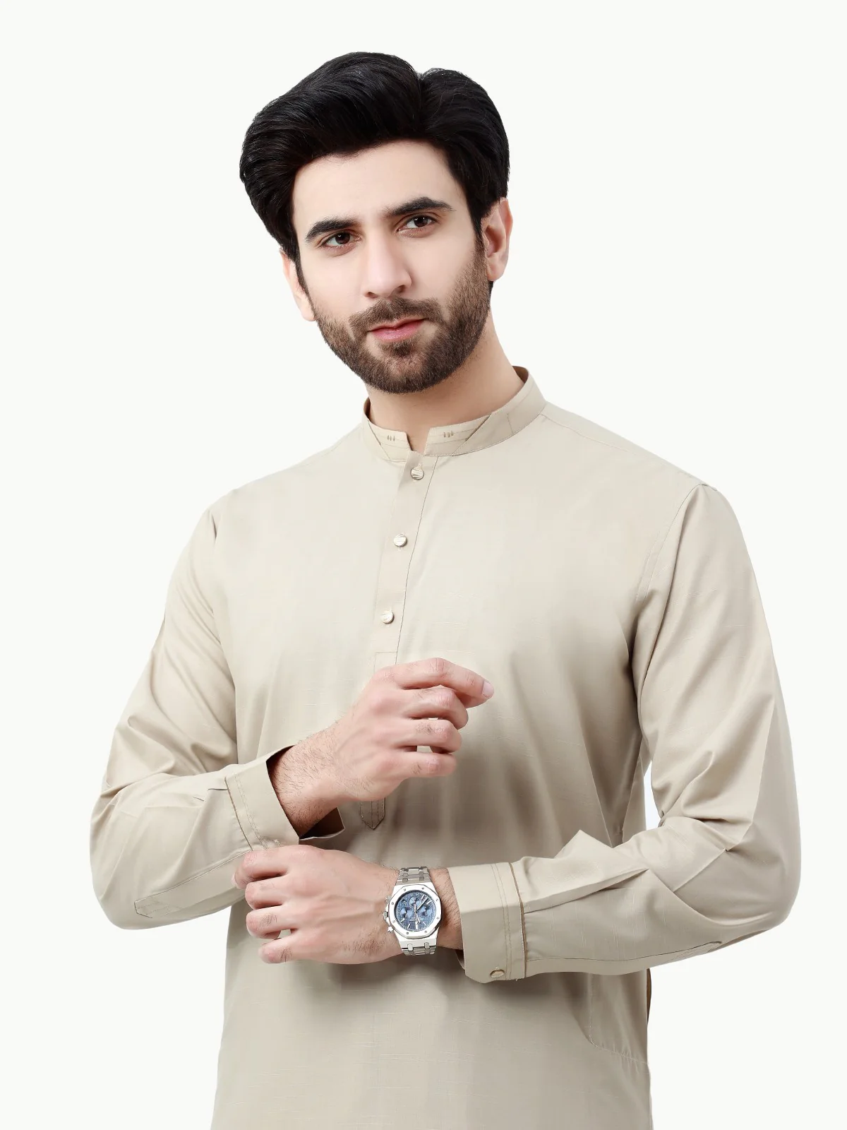 Men's Beige Shalwar Kameez - EMTSW23-99295 - Image 2