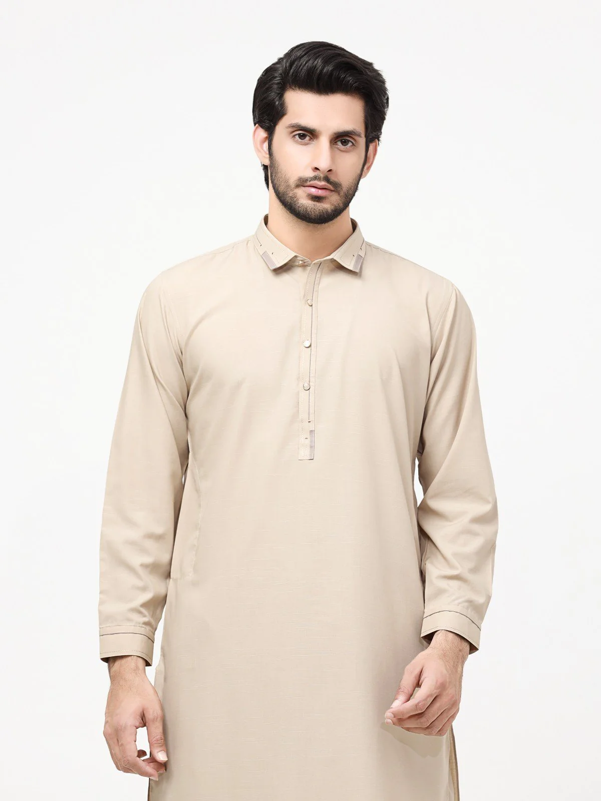 Men's Beige Shalwar Kameez - EMTSW23-99296 - Image 2