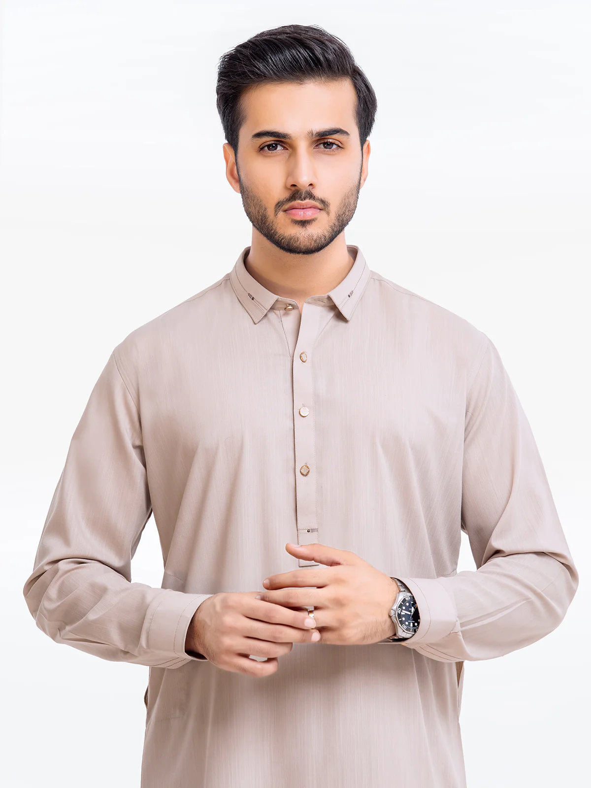 Men's Beige Shalwar Kameez - EMTSW23-99355 - Image 2