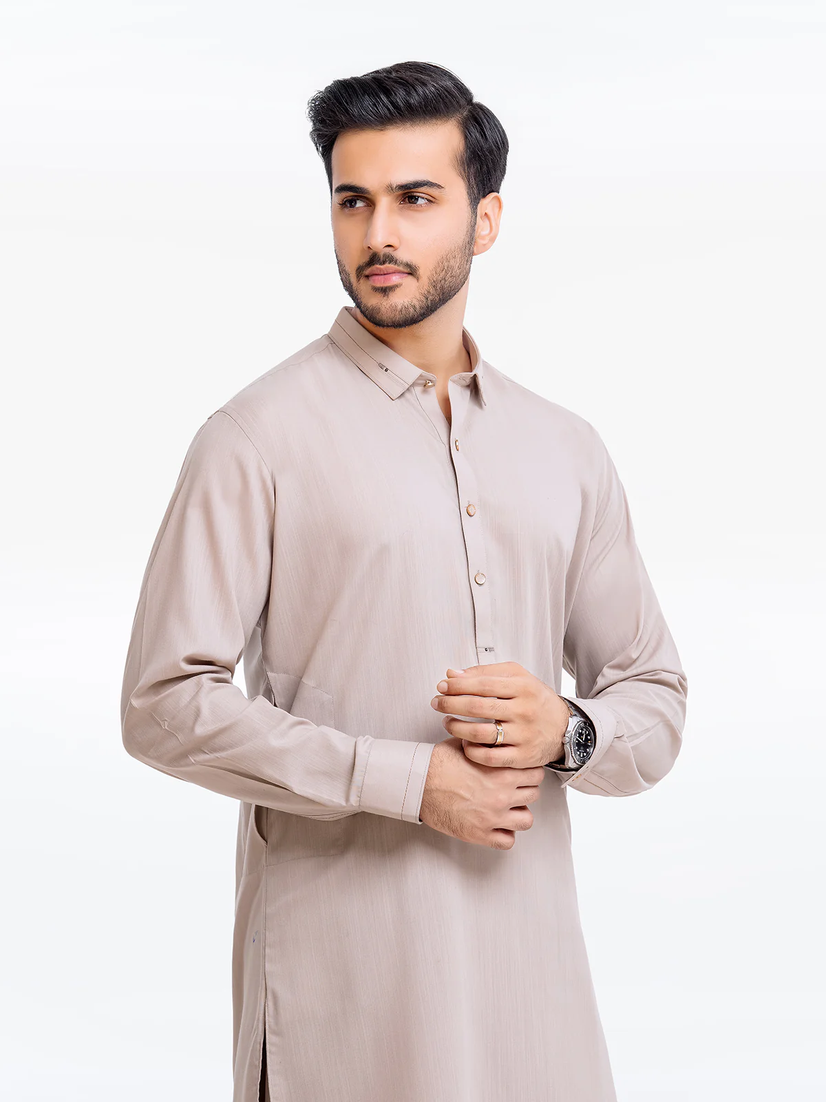 Men's Beige Shalwar Kameez - EMTSW23-99355 - Image 3