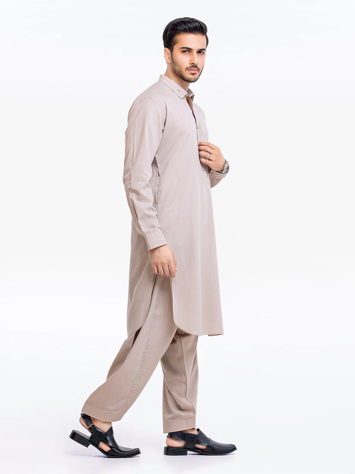 Men's Beige Shalwar Kameez - EMTSW23-99355 - Image 6