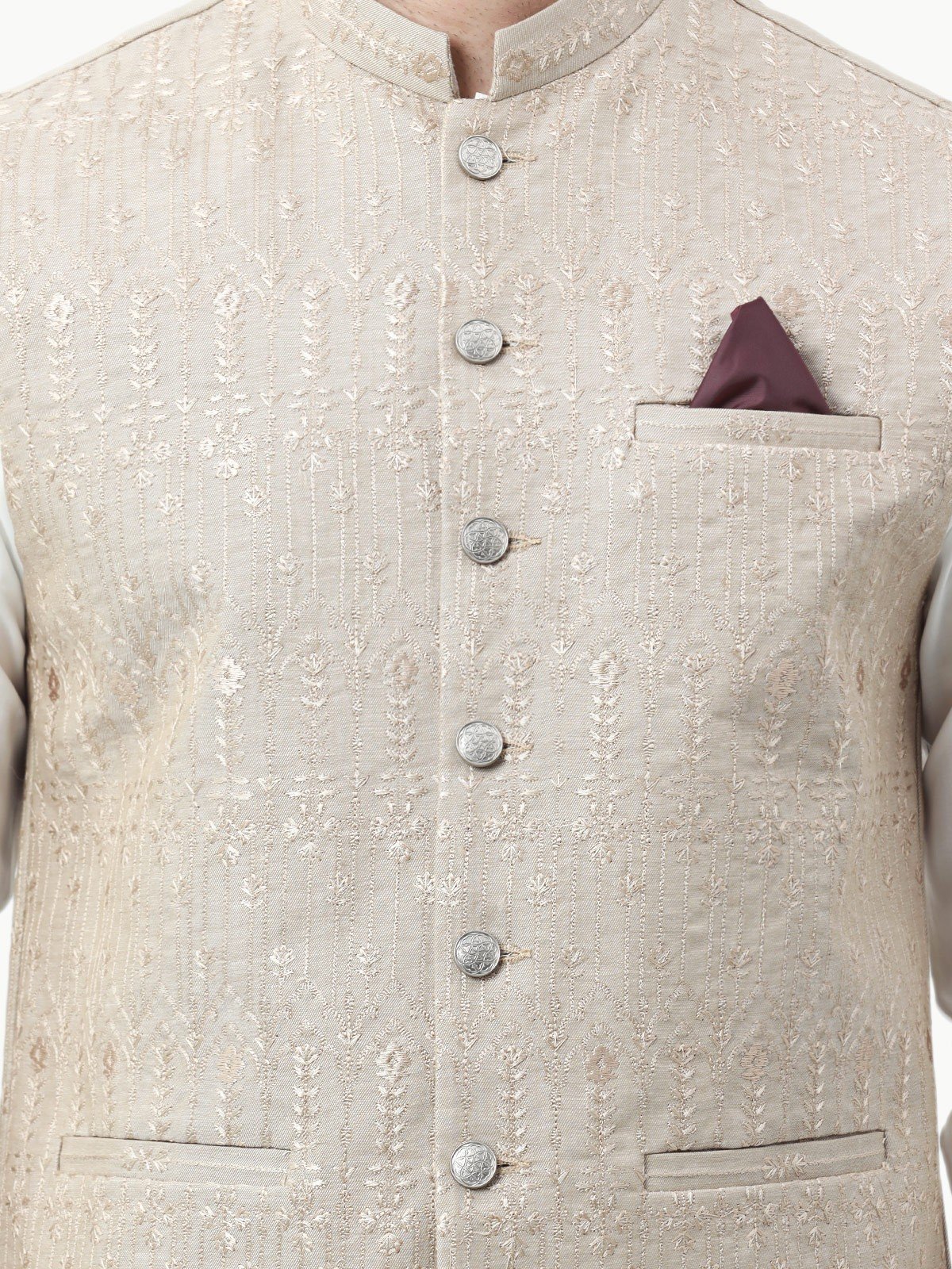 Men's Beige Waist Coat Ceremonial - EMTWCC22-133 - Image 4
