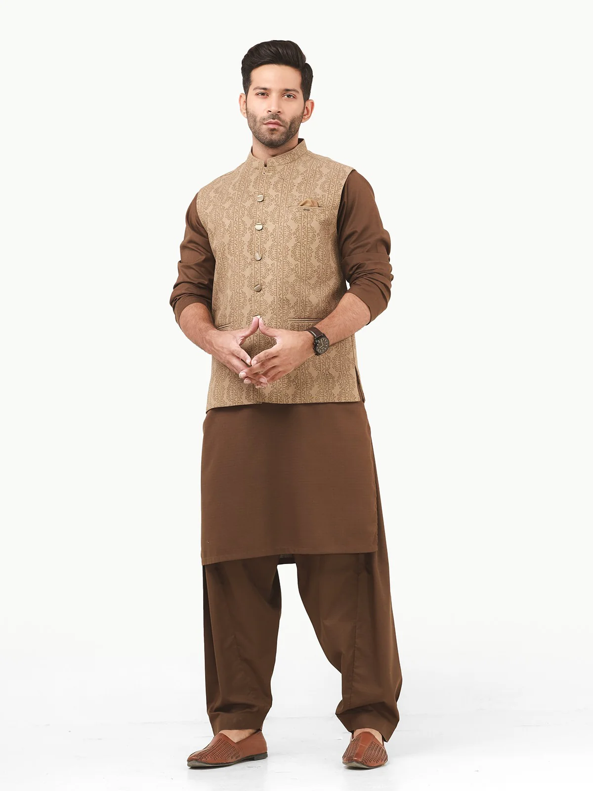Men's Beige Waist Coat - EMTWC22-35792