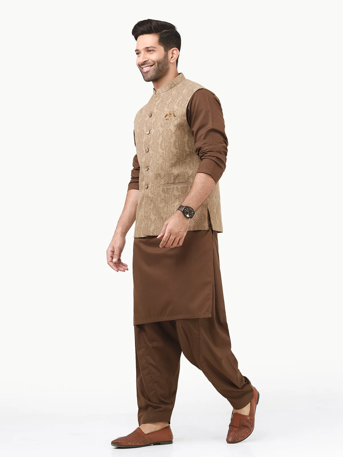 Men's Beige Waist Coat - EMTWC22-35792 - Image 3