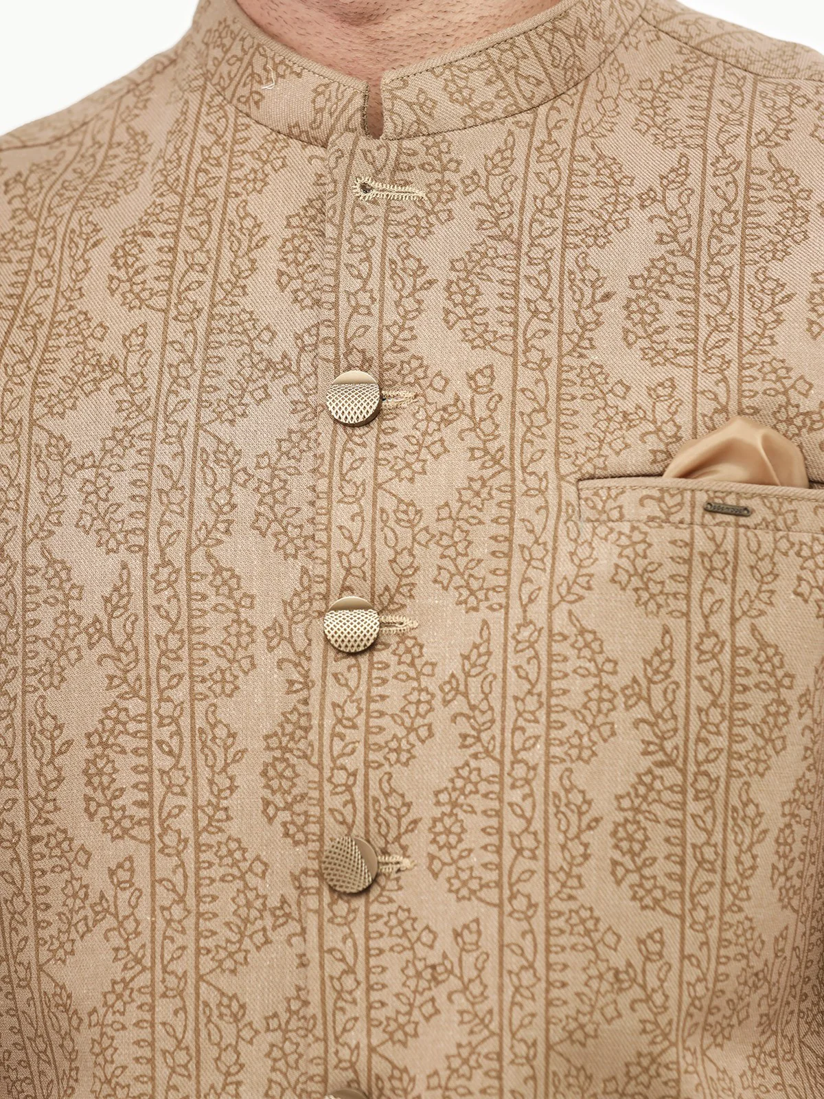 Men's Beige Waist Coat - EMTWC22-35792 - Image 4