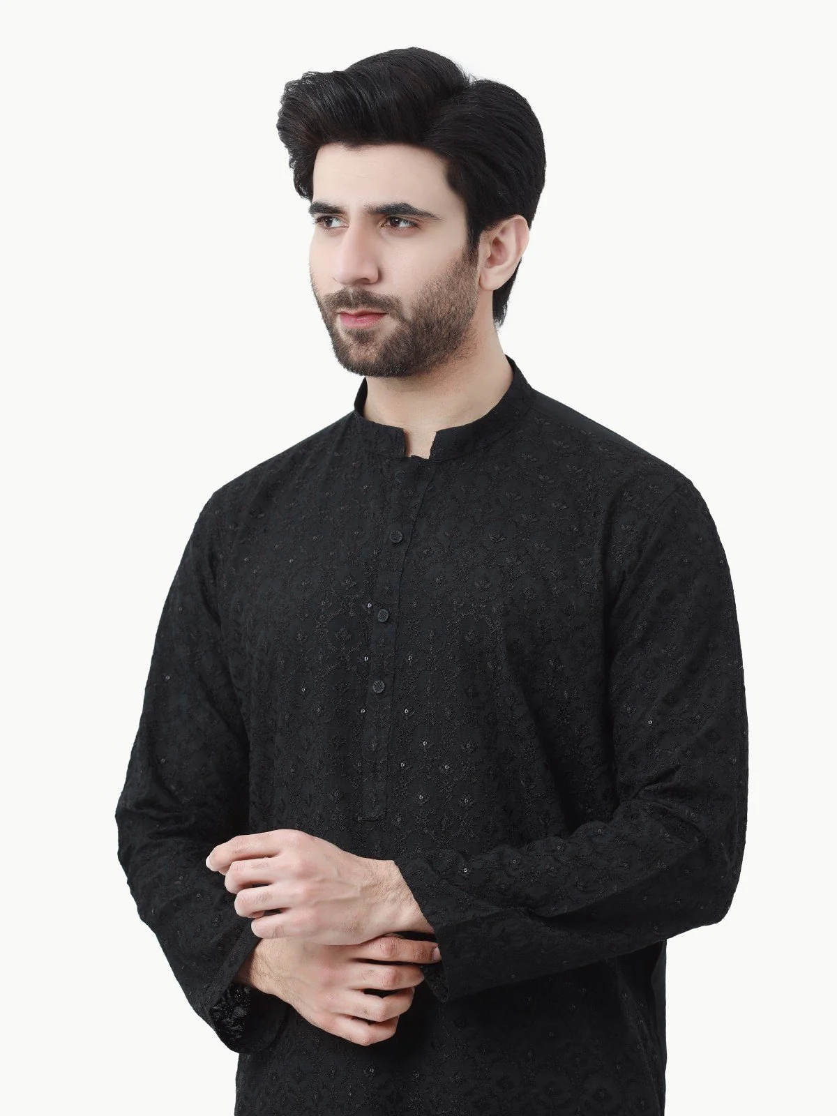 Men's Black Kurta Ceremonial - EMTKC22S-064 - Image 2