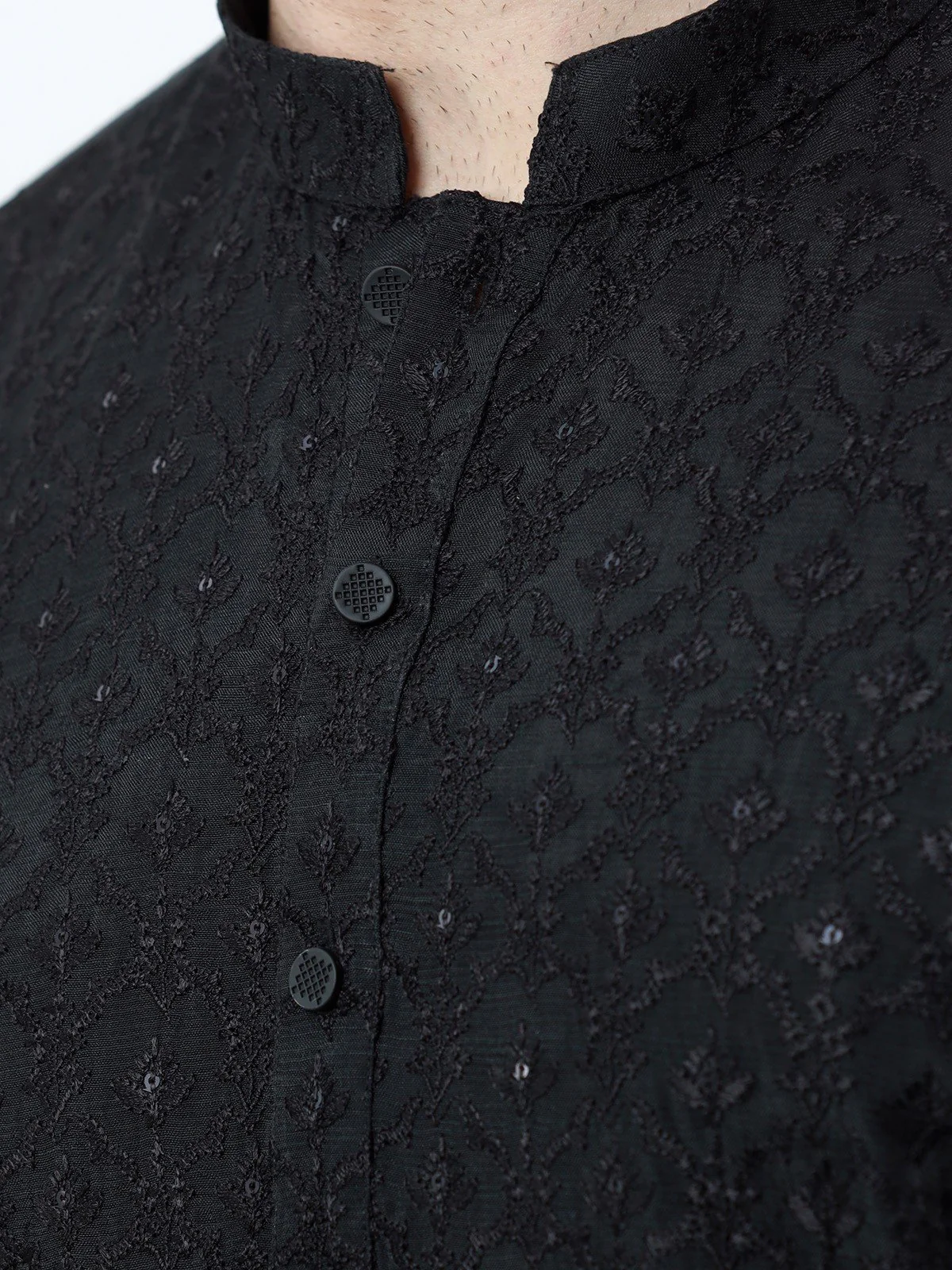 Men's Black Kurta Ceremonial - EMTKC22S-064 - Image 3