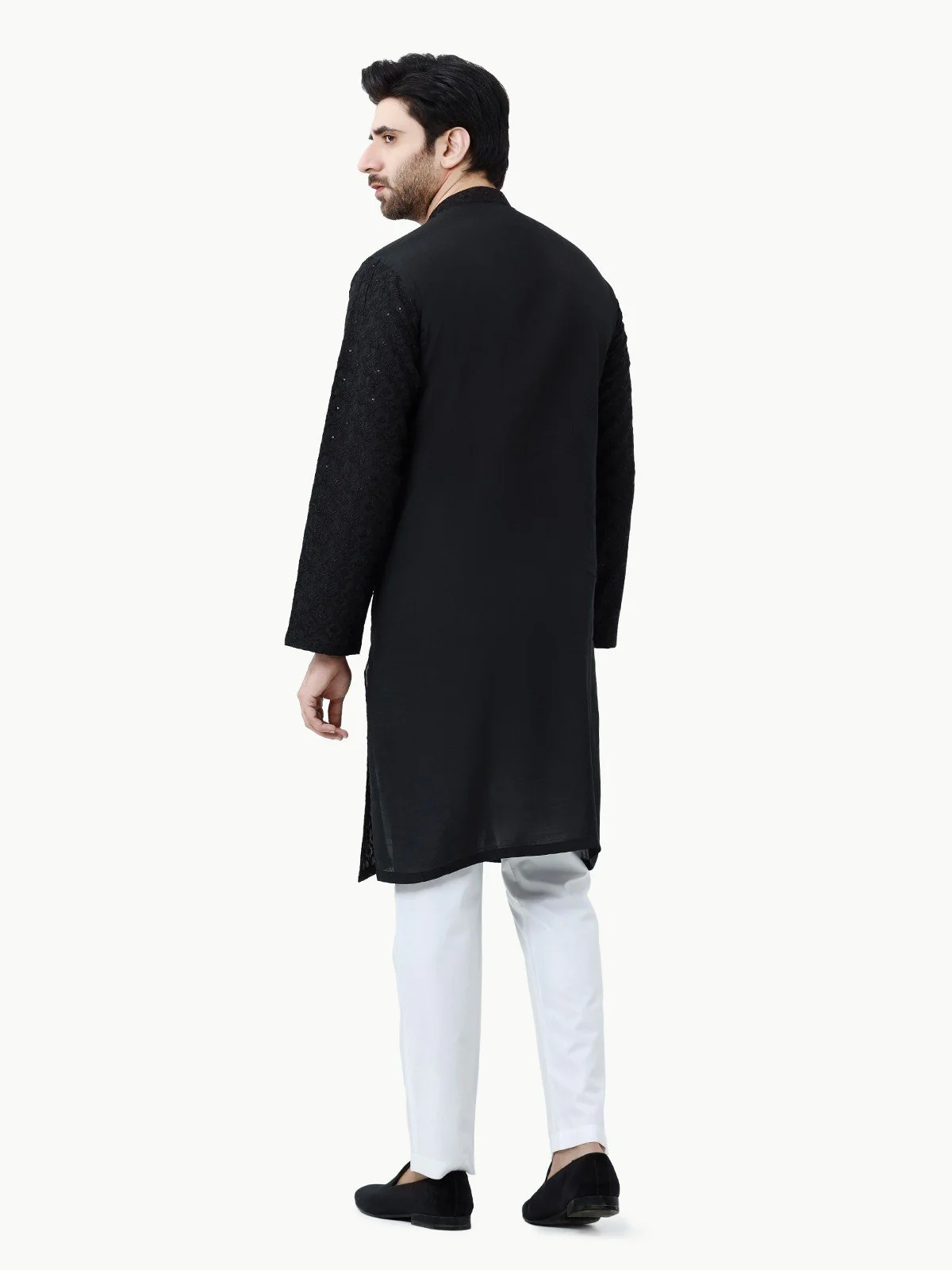 Men's Black Kurta Ceremonial - EMTKC22S-064 - Image 4