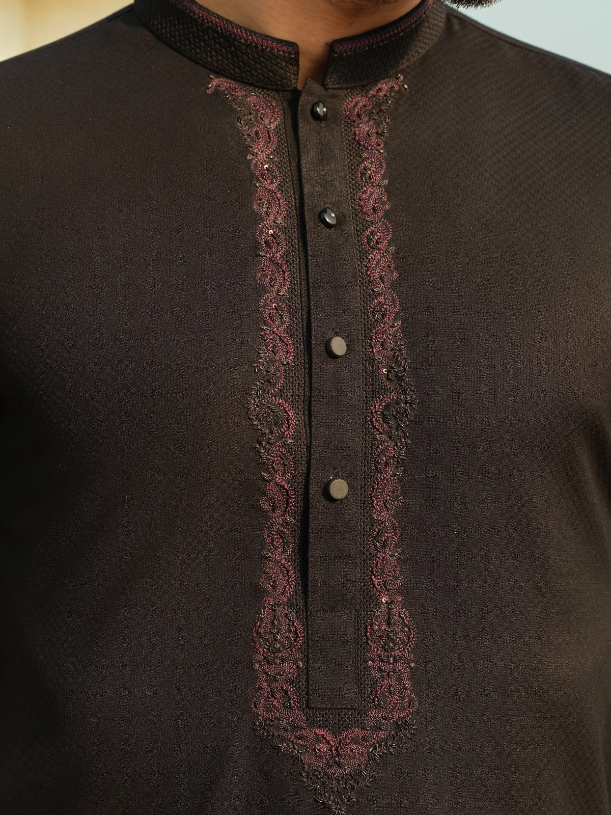 Men's Black Kurta Ceremonial - EMTKC23-093 - Image 4