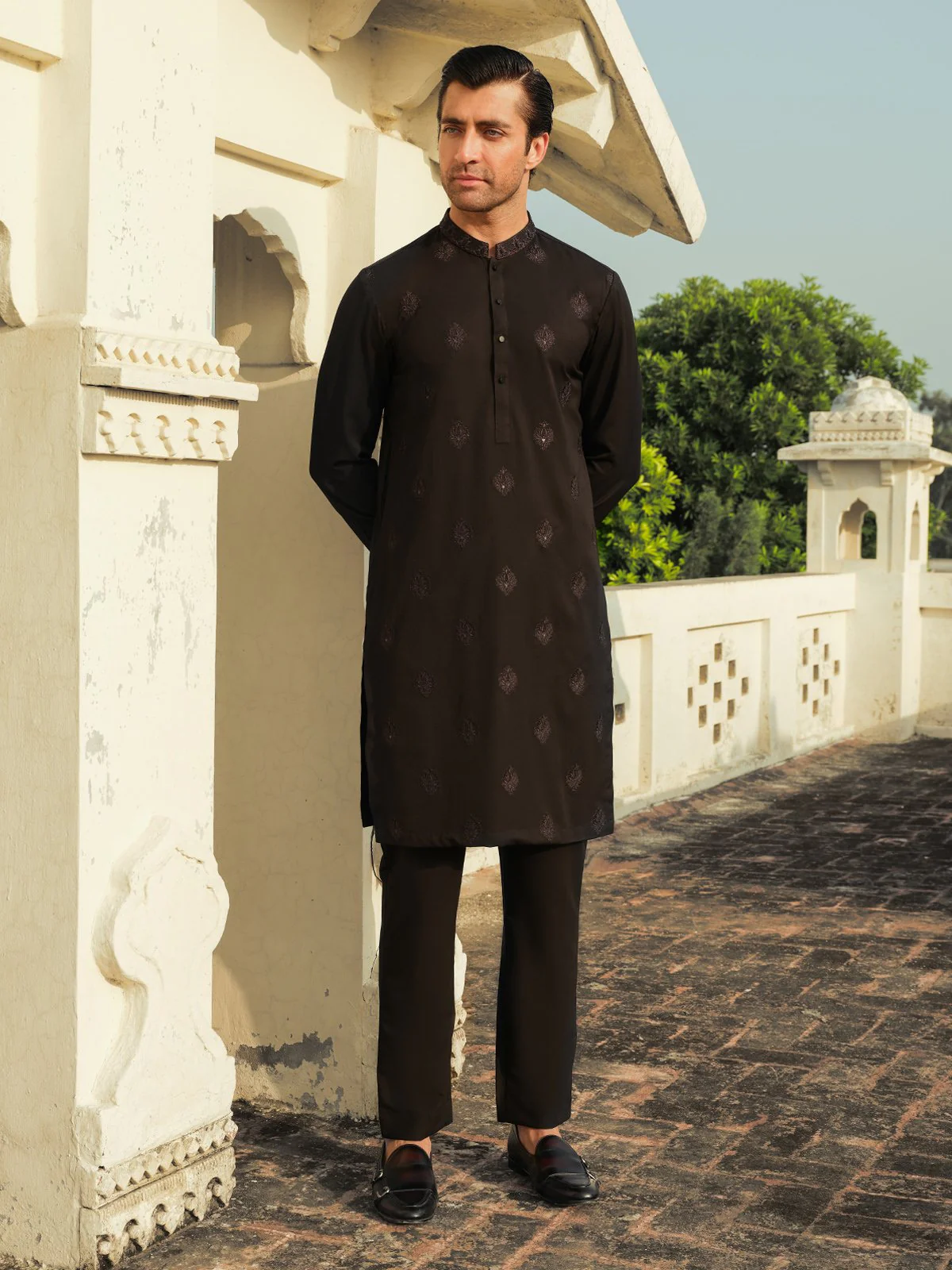 Men's Black Kurta Ceremonial - EMTKC23-096