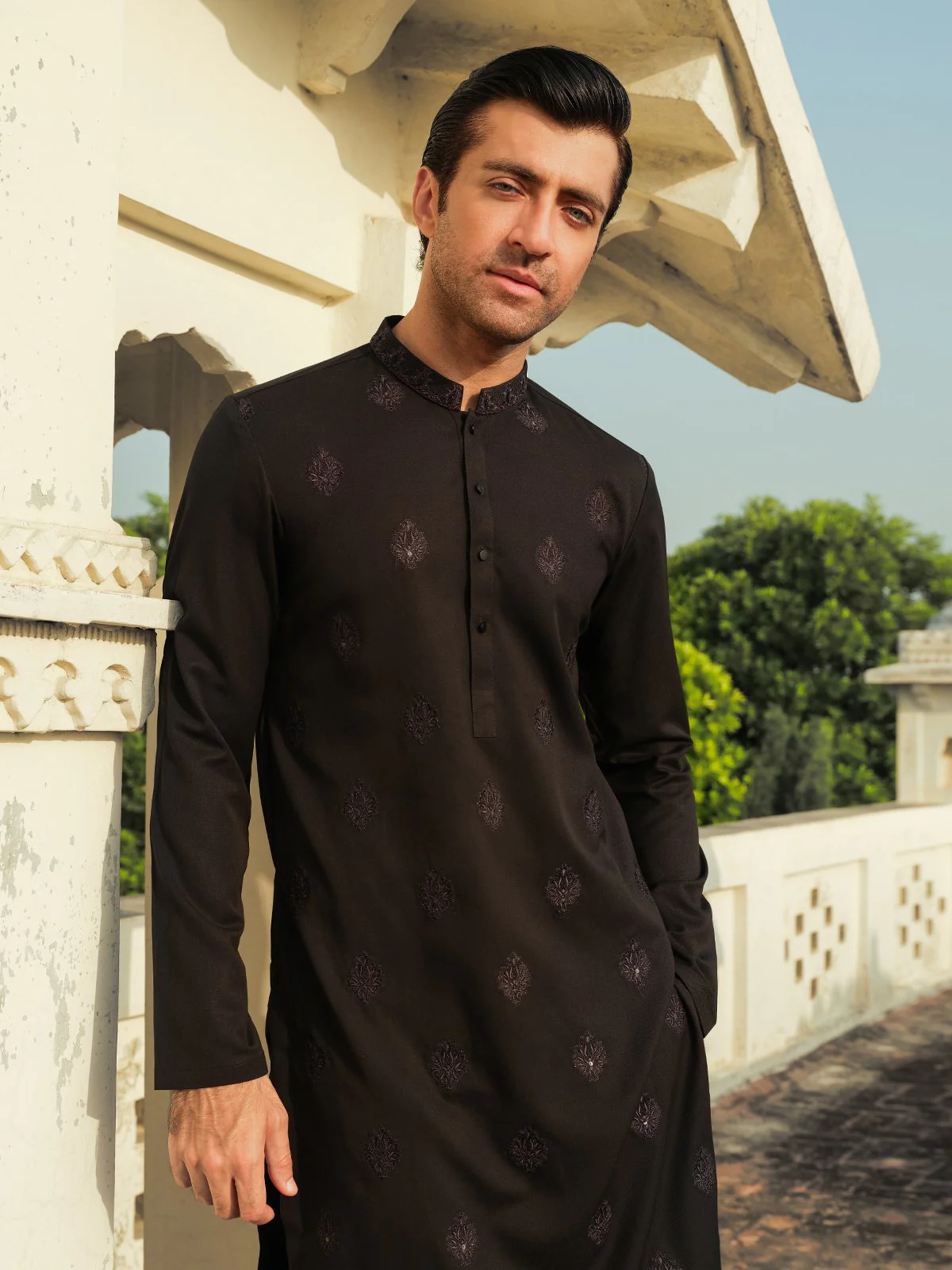 Men's Black Kurta Ceremonial - EMTKC23-096 - Image 2