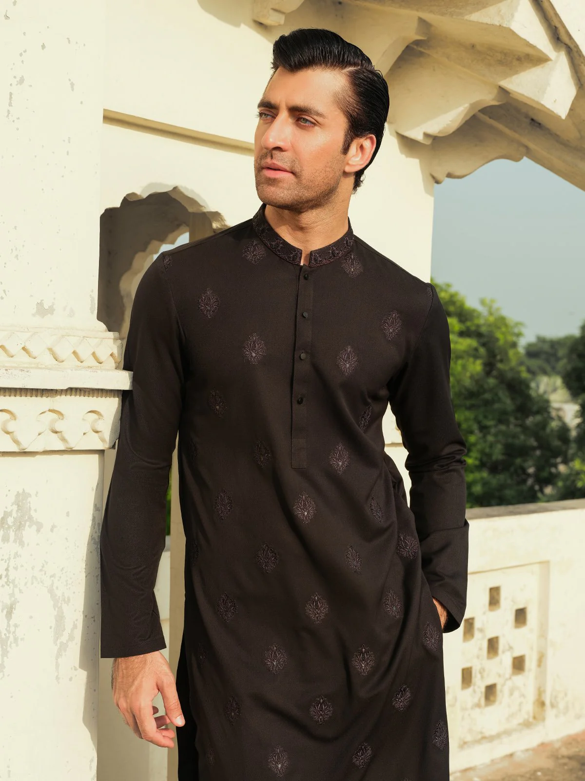 Men's Black Kurta Ceremonial - EMTKC23-096 - Image 3