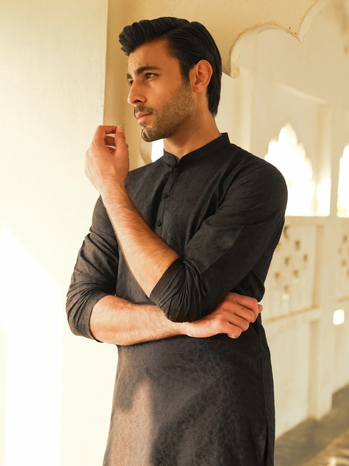 Men's Black Kurta Ceremonial - EMTKC23-098 - Image 4