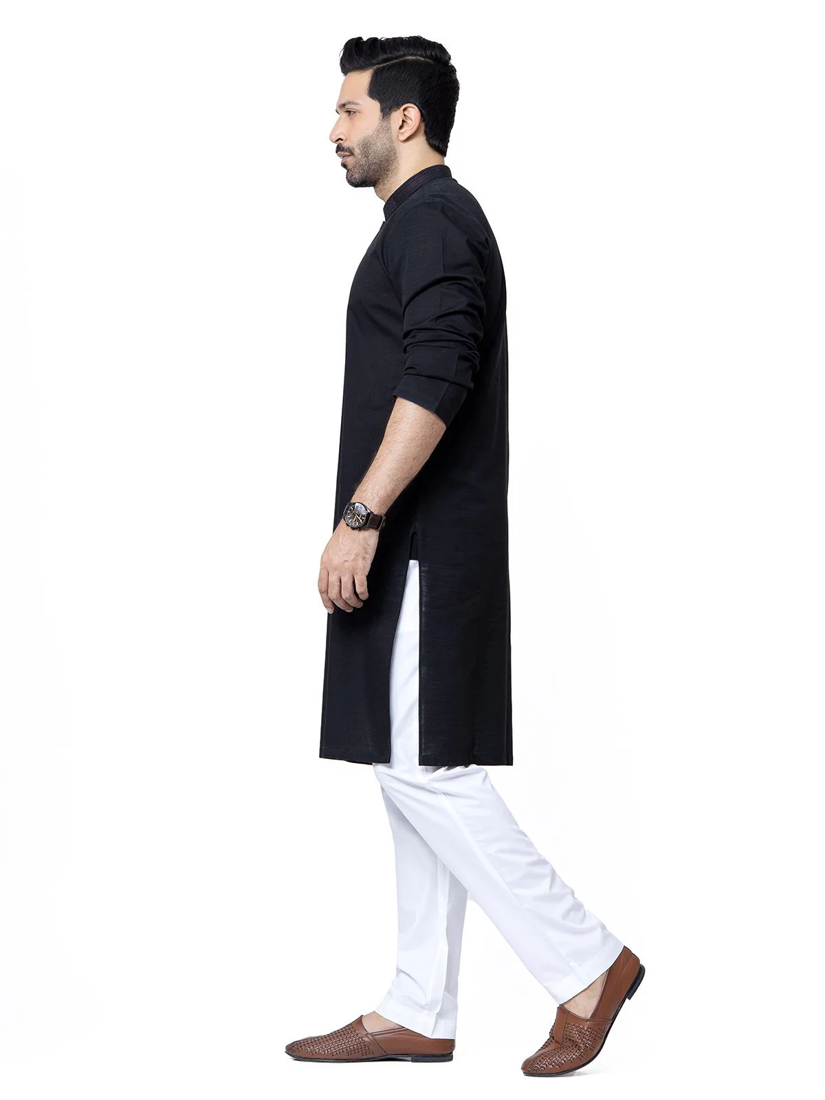 Men's Black Kurta - EMTK22S-99199 - Image 3