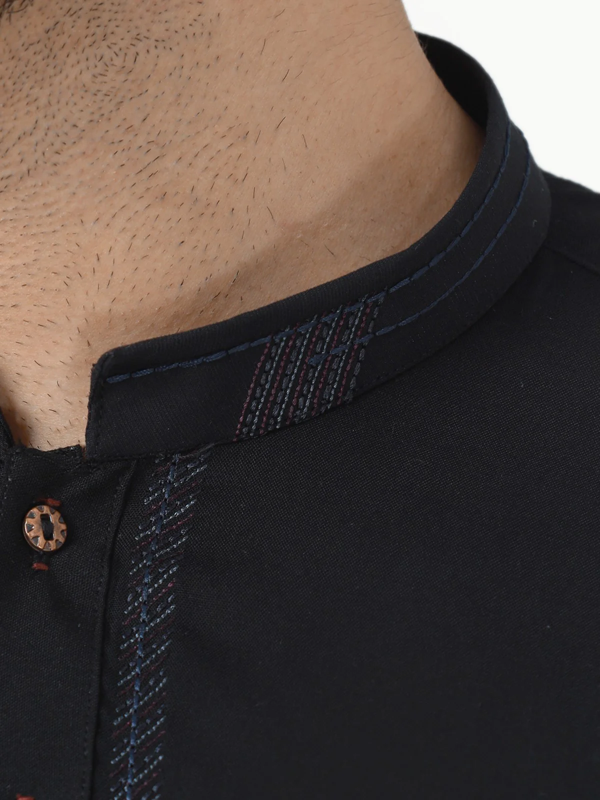 Men's Black Shalwar Kameez - EMTKS22-40988 - Image 4