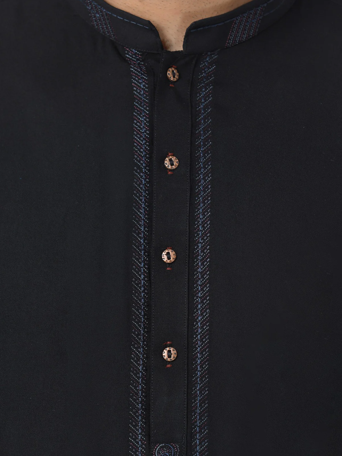 Men's Black Shalwar Kameez - EMTKS22-40988 - Image 5