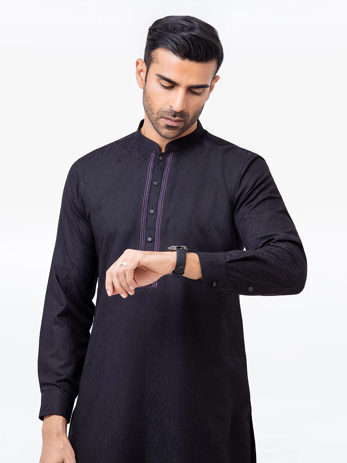 Men's Black Kurta Pajama - EMTSC23-104 - Image 2