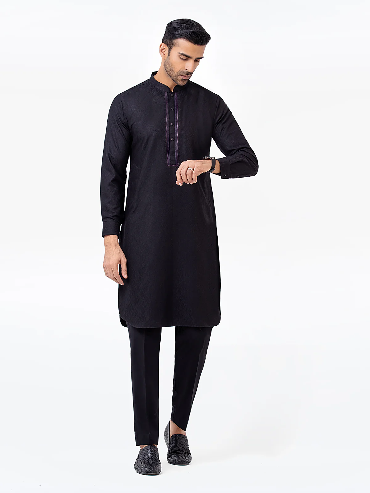Men's Black Kurta Pajama - EMTSC23-104 - Image 3