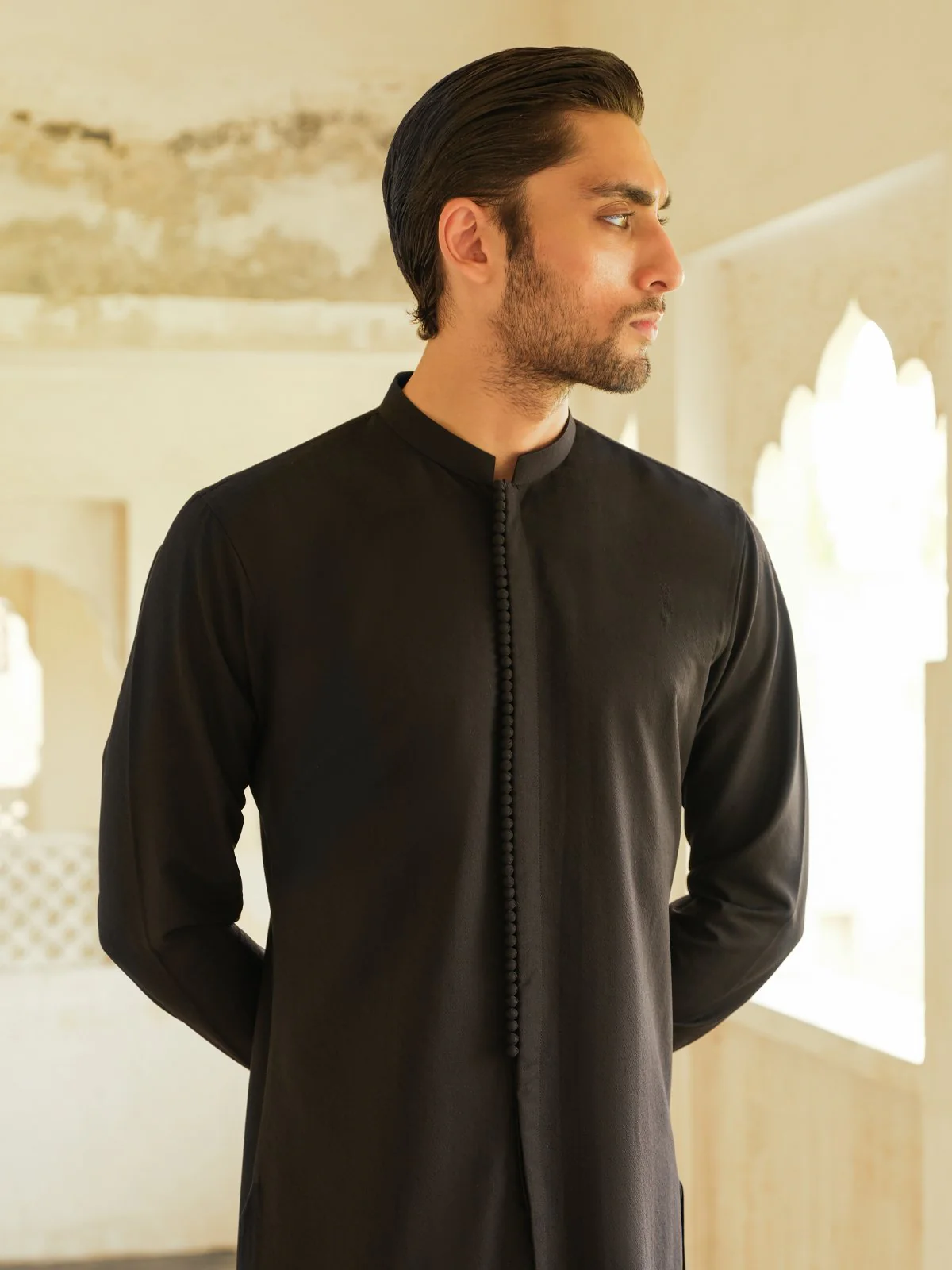Men's Black Kurta Pajama - EMTSC23-107 - Image 4