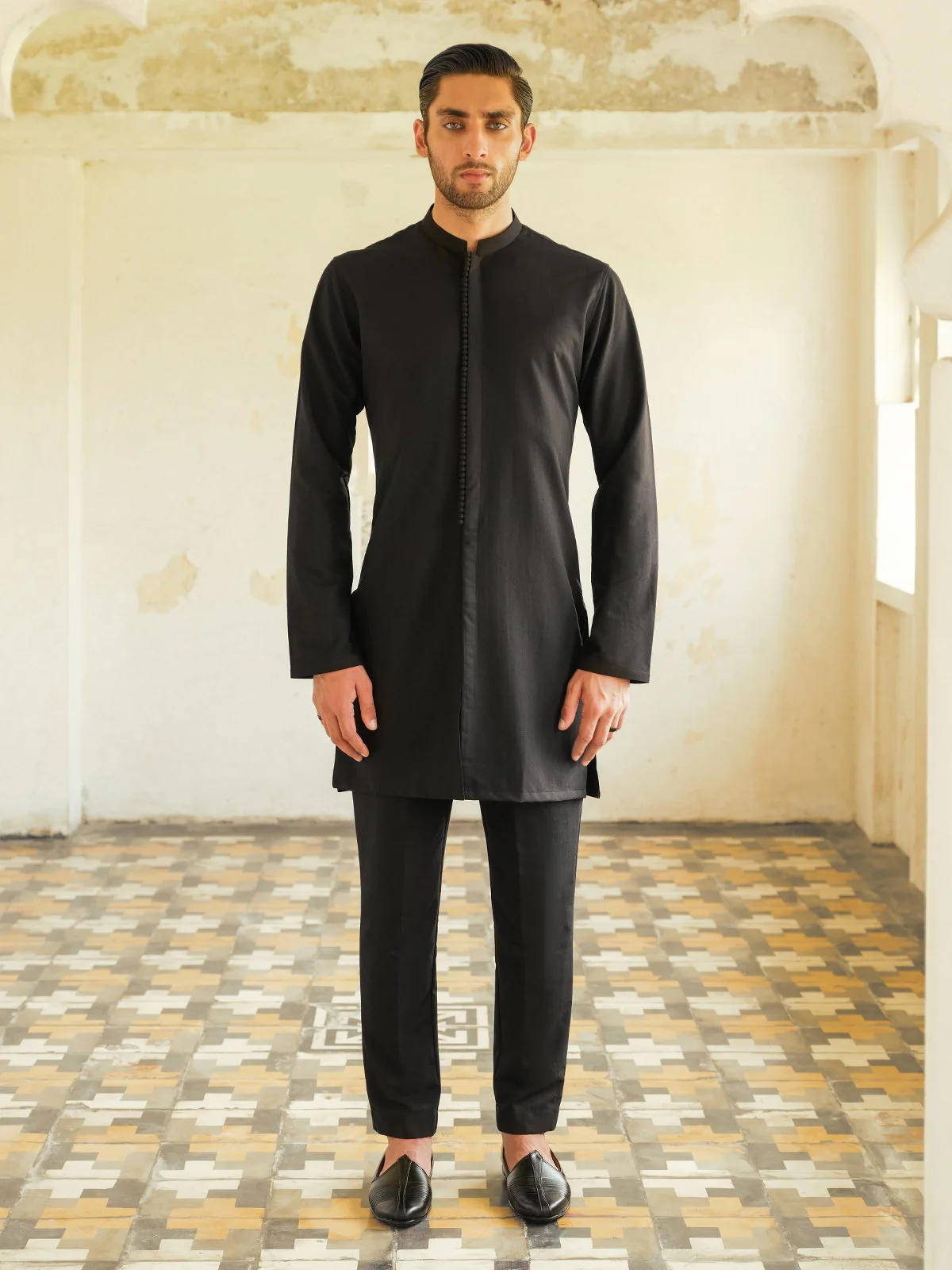 Men's Black Kurta Pajama - EMTSC23-107 - Image 5