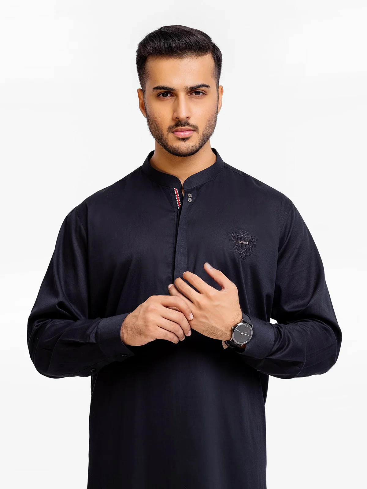 Men's Black Kurta Pajama - EMTSW23-99371 - Image 2