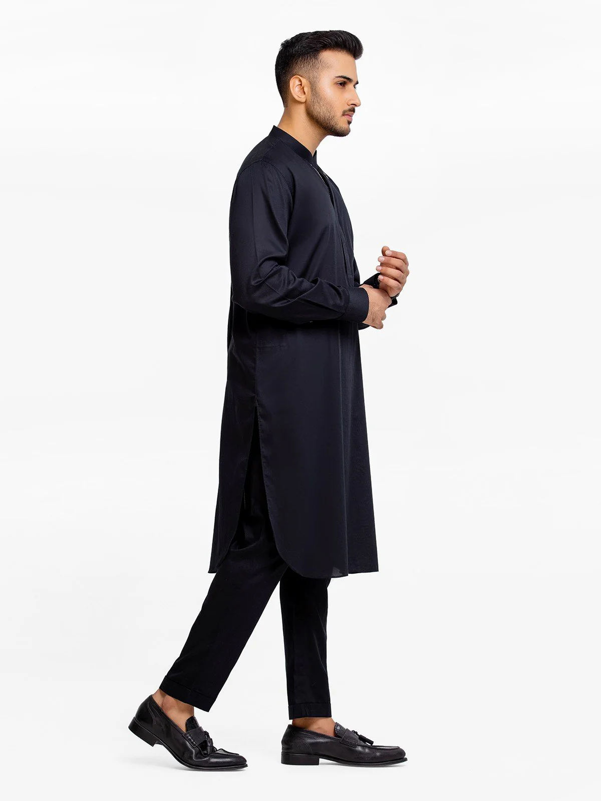 Men's Black Kurta Pajama - EMTSW23-99371 - Image 3