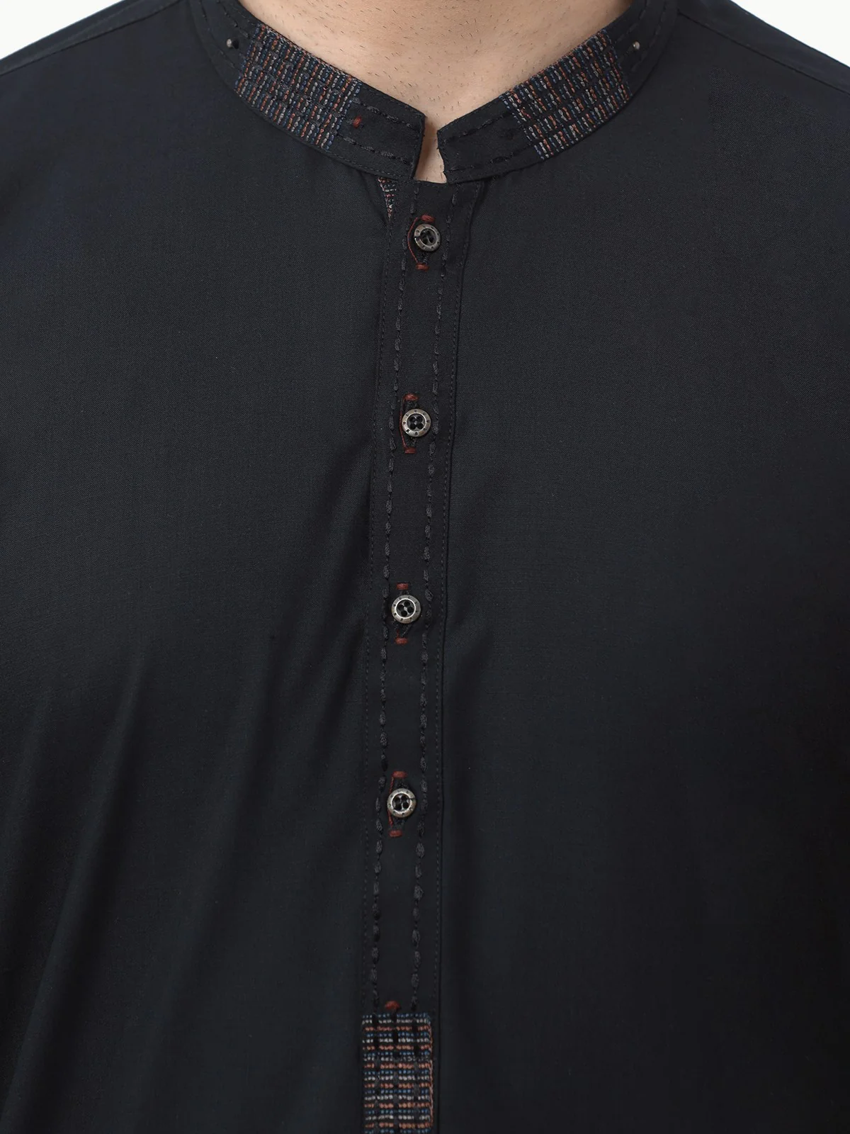 Men's Black Shalwar Kameez - EMTKS22-40981 - Image 3