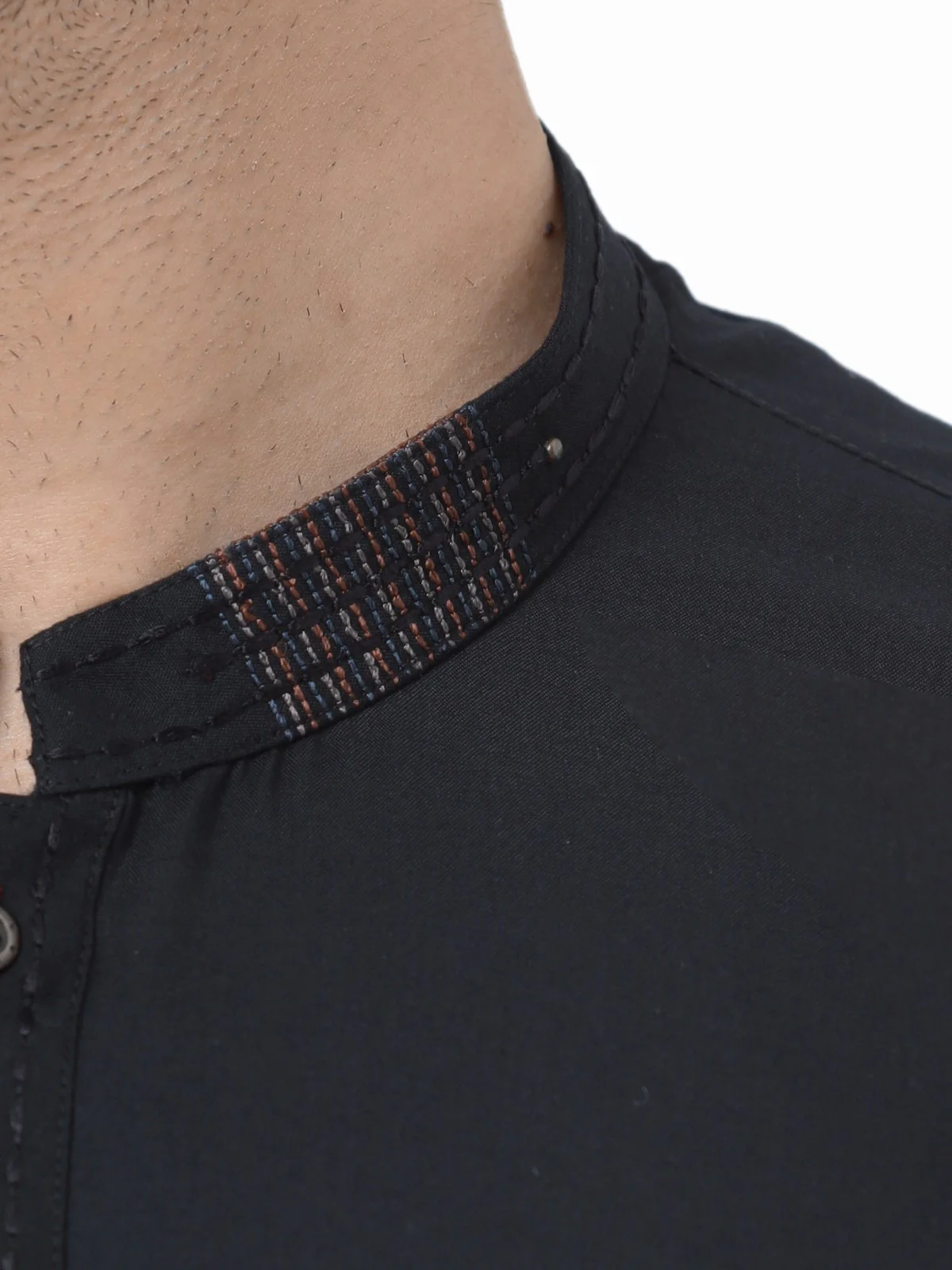 Men's Black Shalwar Kameez - EMTKS22-40981 - Image 4