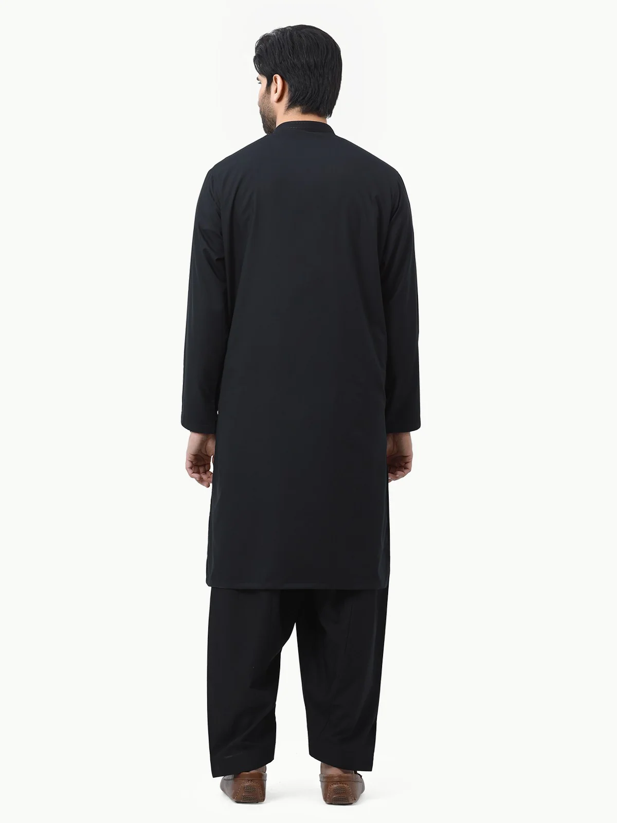 Men's Black Shalwar Kameez - EMTKS22-40981 - Image 5