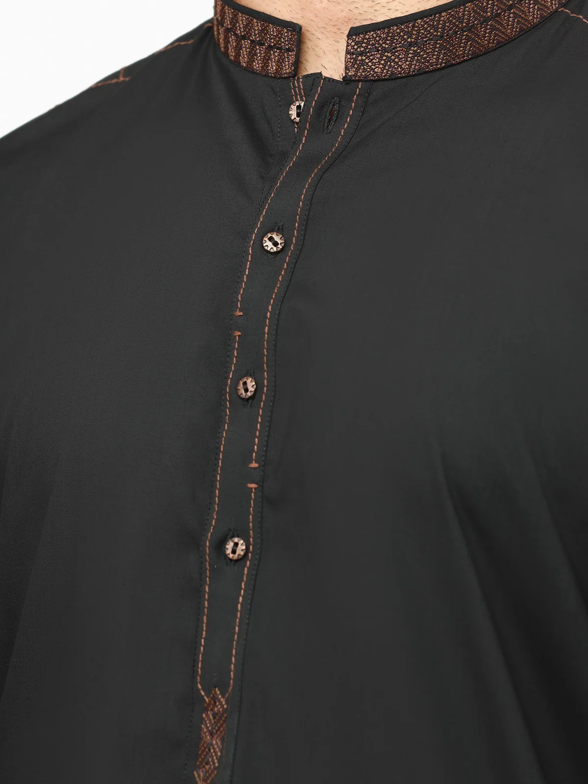 Men's Black Shalwar Kameez - EMTKS22S-40961 - Image 4