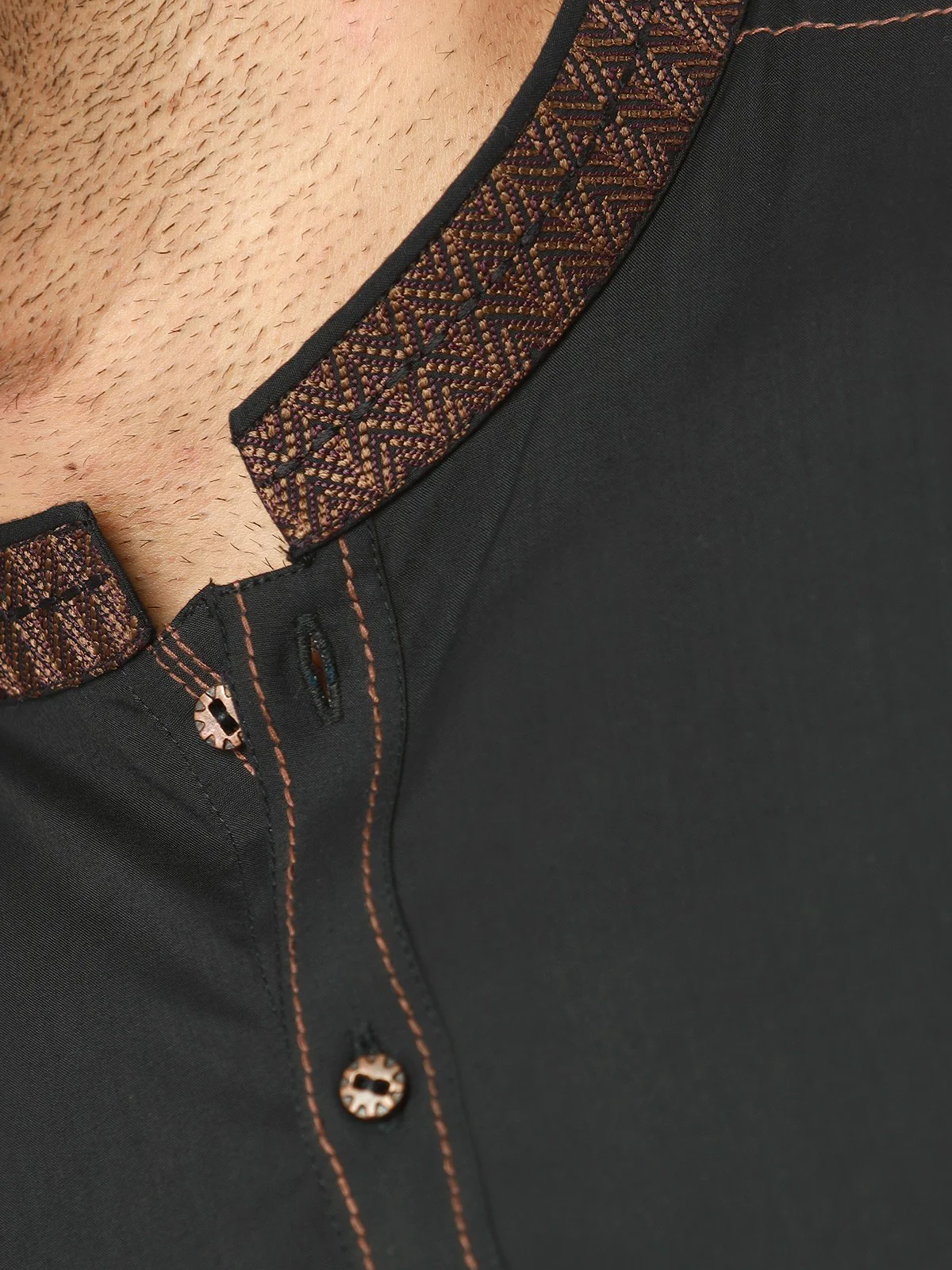 Men's Black Shalwar Kameez - EMTKS22S-40961 - Image 5