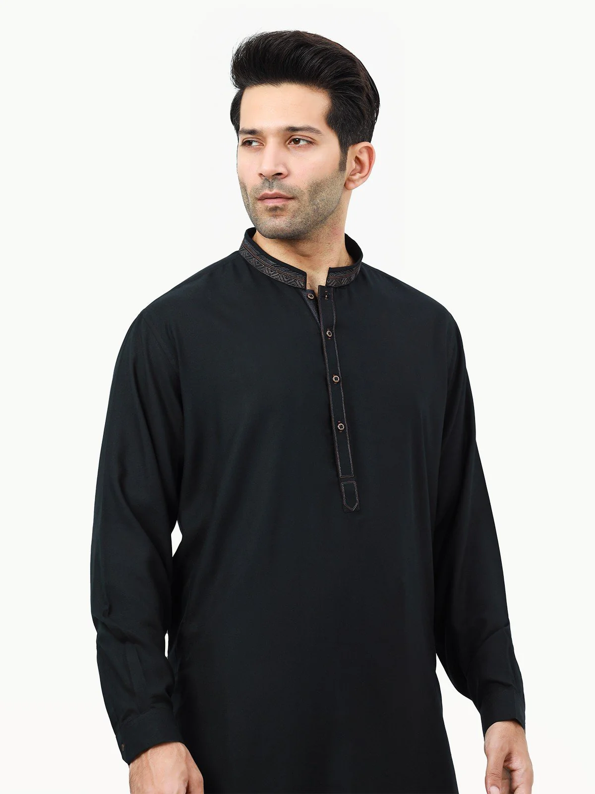Men's Black Shalwar Kameez - EMTKS22S-40977 - Image 2