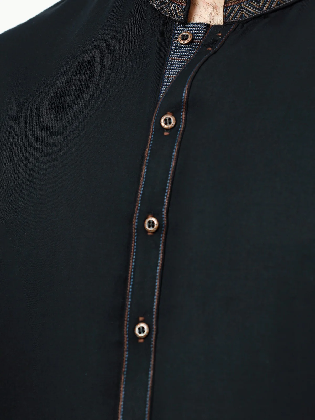 Men's Black Shalwar Kameez - EMTKS22S-40977 - Image 4