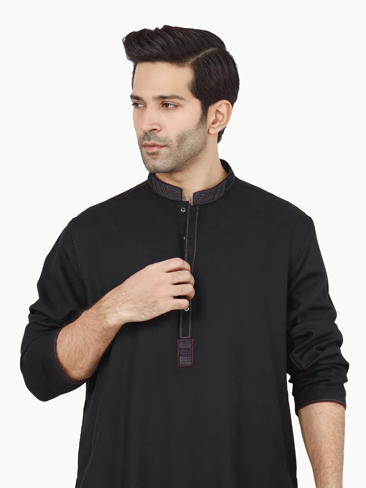 Men's Black Shalwar Kameez - EMTKS22S-40978 - Image 2