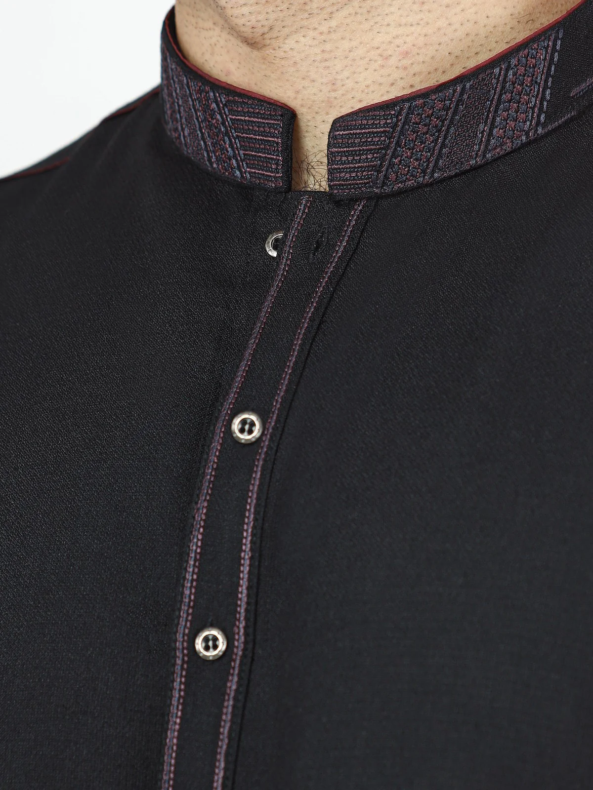 Men's Black Shalwar Kameez - EMTKS22S-40978 - Image 4