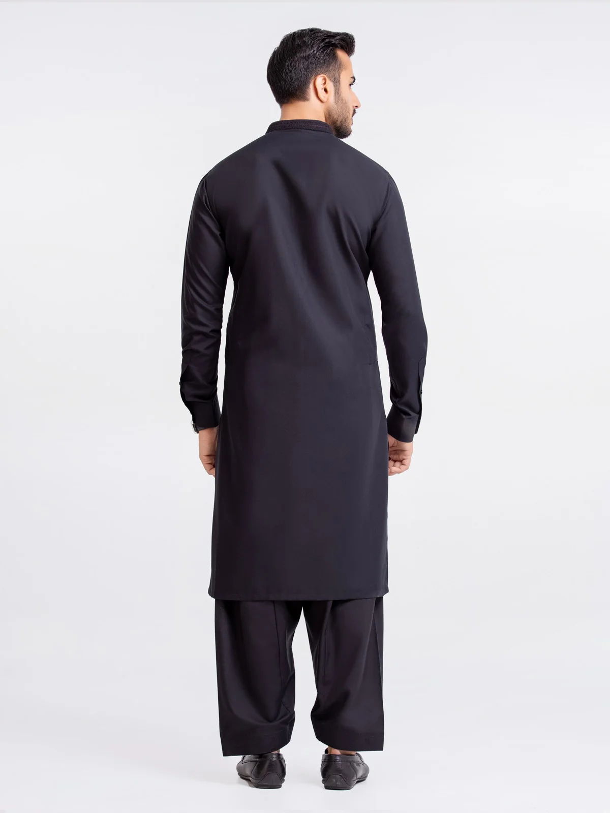 Men's Black Shalwar Kameez - EMTKS23-41023 - Image 5