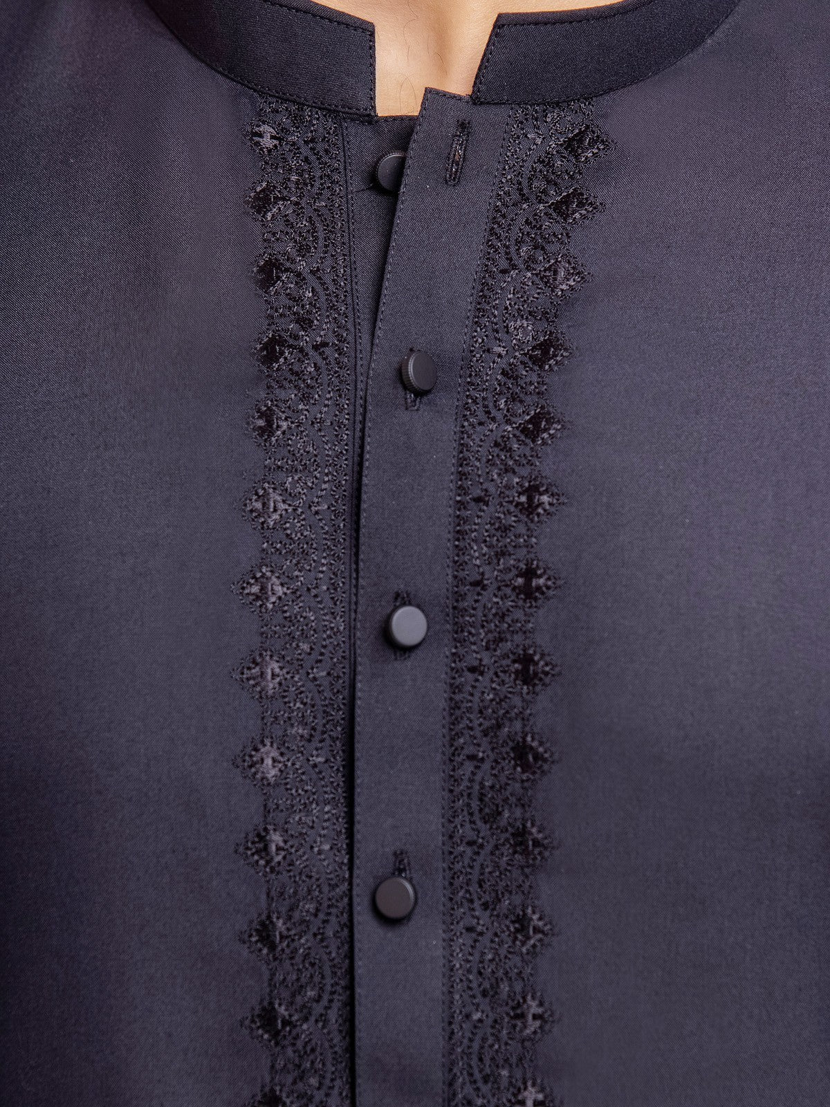 Men's Black Shalwar Kameez - EMTKS23-41024 - Image 4