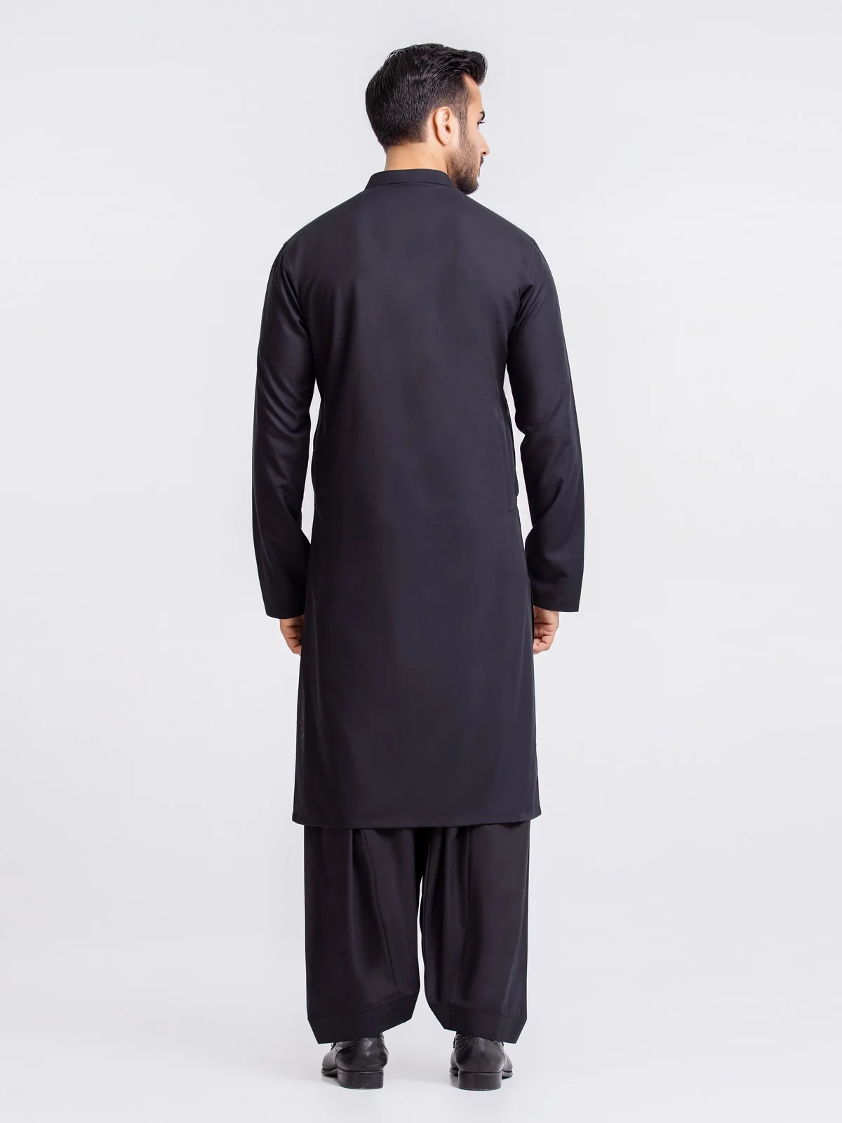 Men's Black Shalwar Kameez - EMTKS23-41024 - Image 5