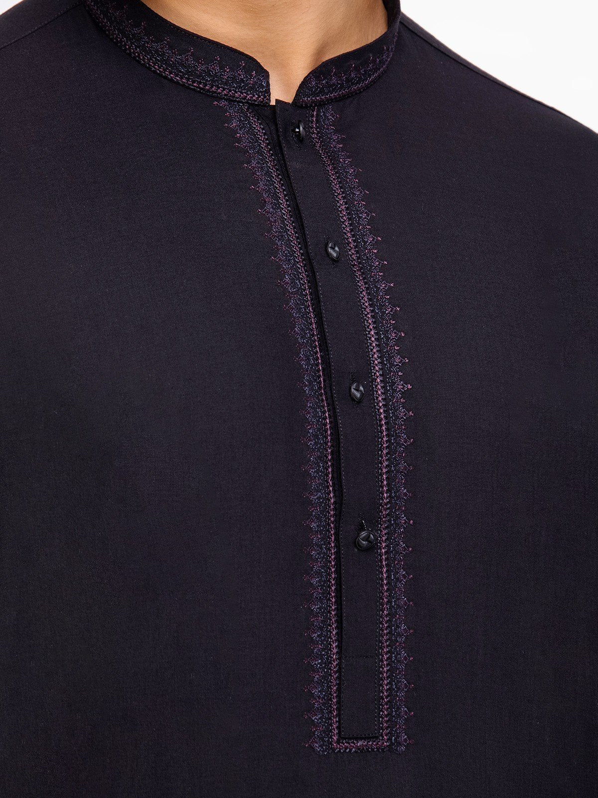 Men's Black Shalwar Kameez - EMTKS23-41029 - Image 3