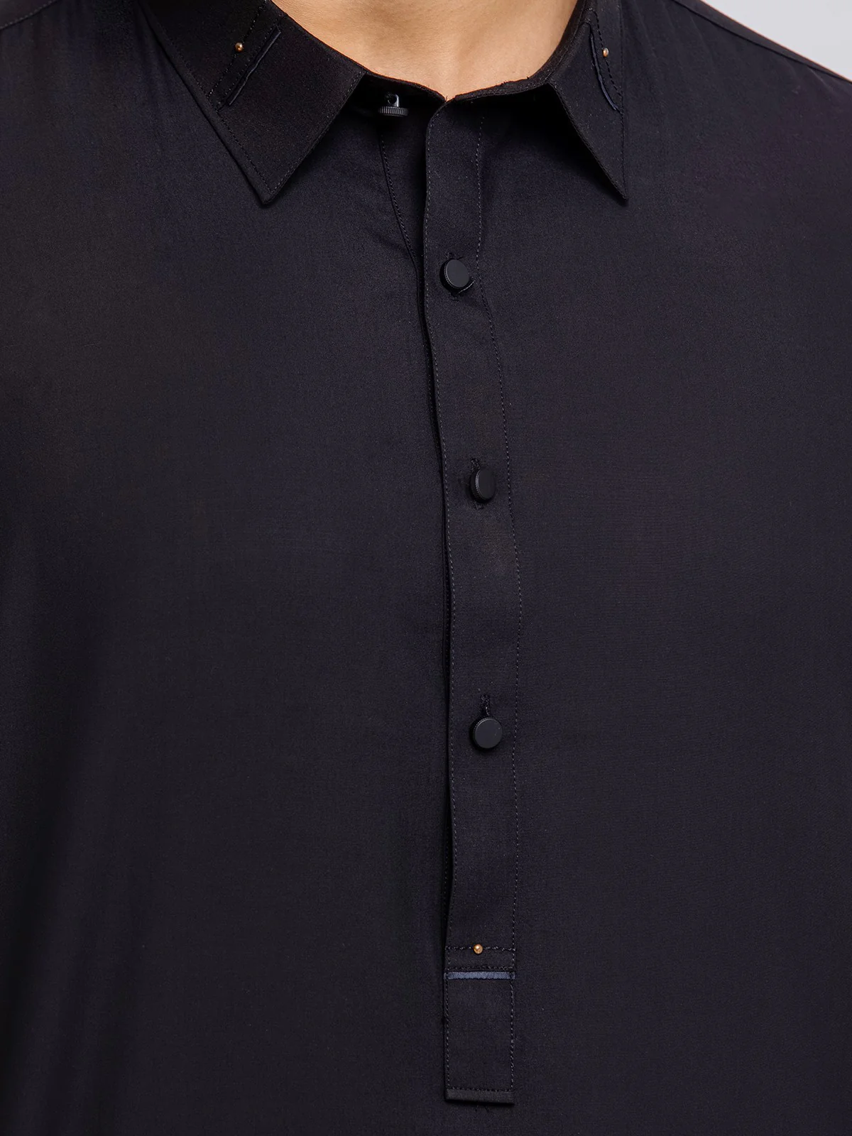 Men's Black Shalwar Kameez - EMTKS23-41030 - Image 4