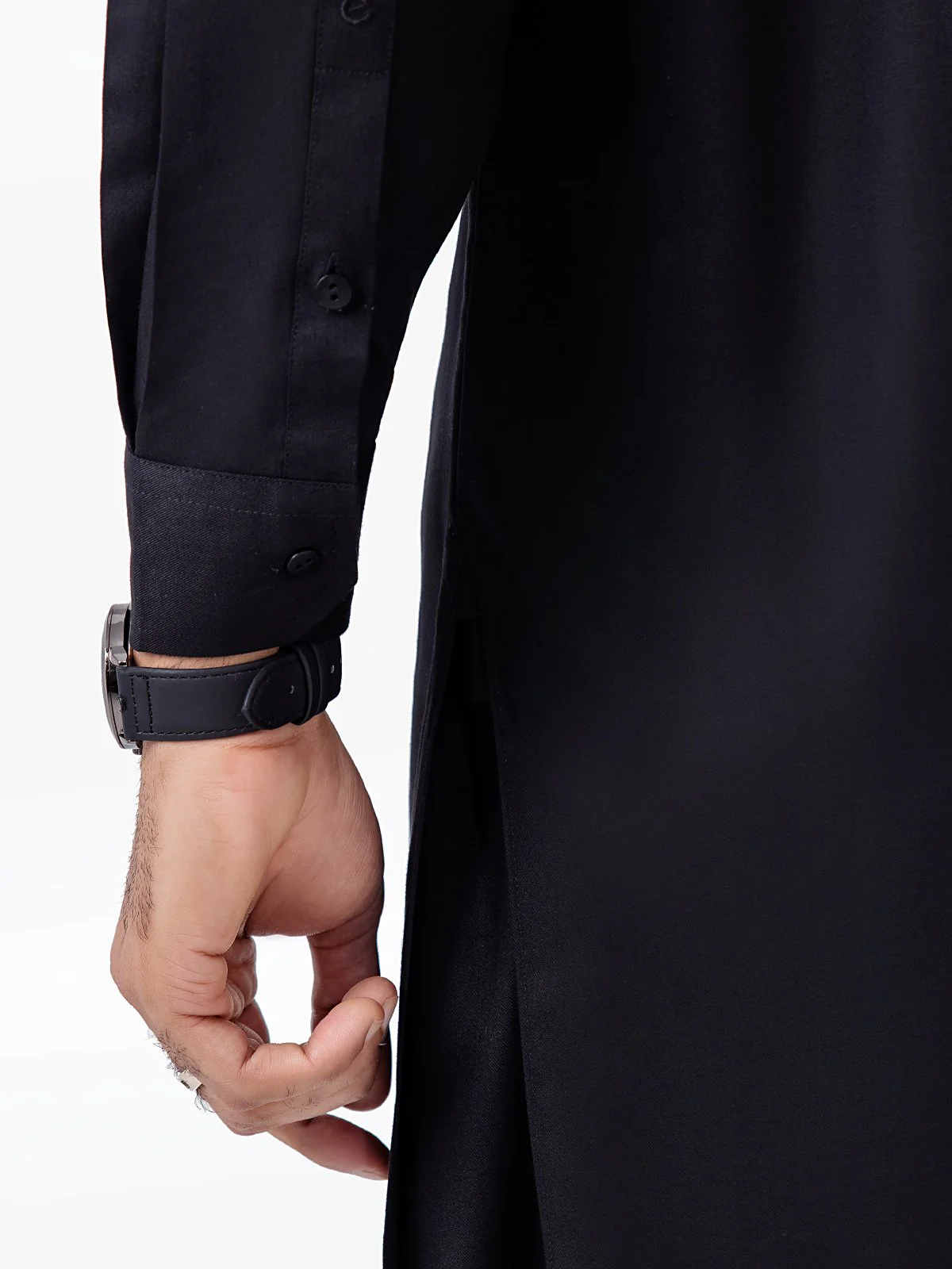 Men's Black Shalwar Kameez - EMTKS23-41036 - Image 5