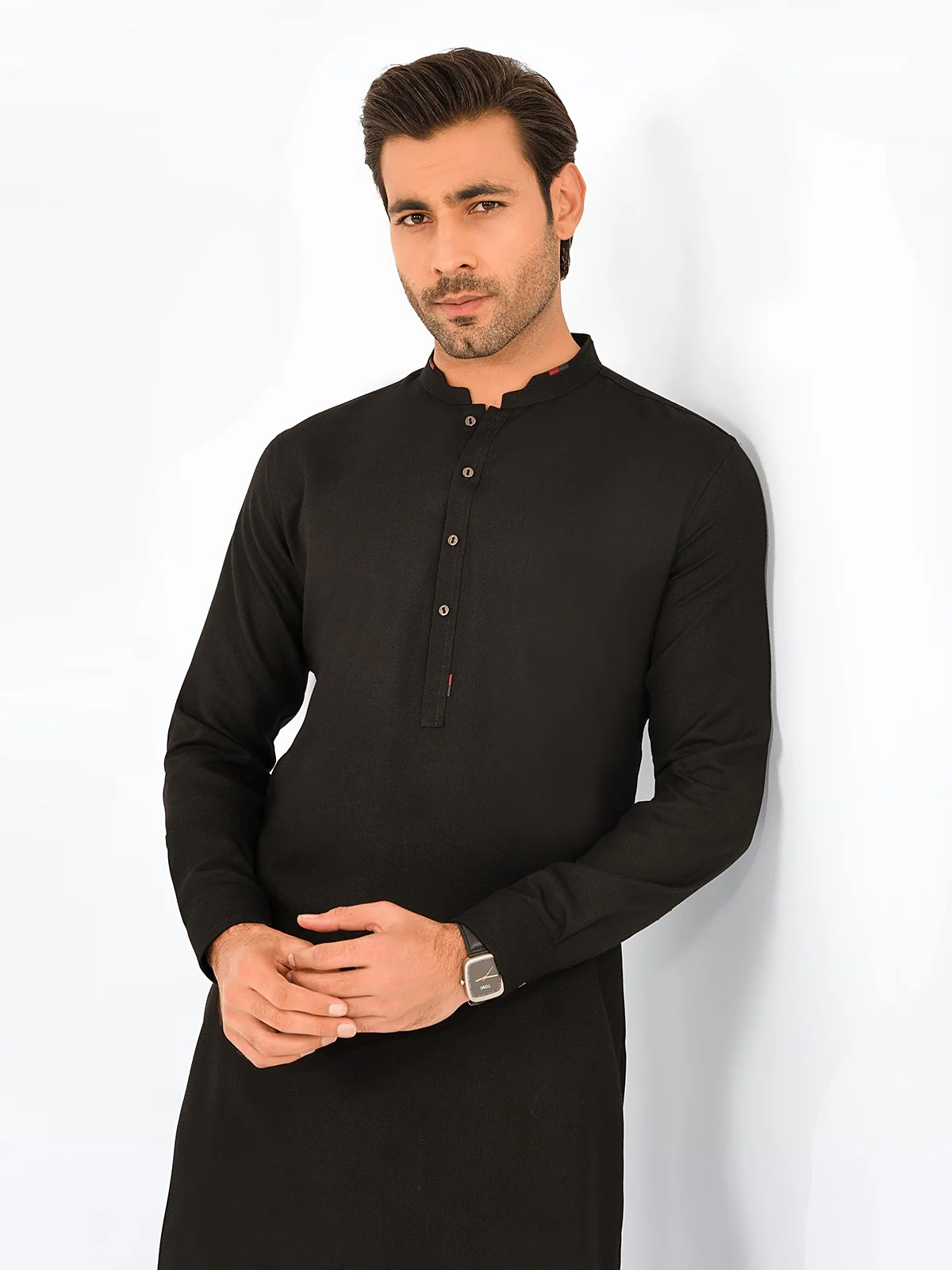 Men's Black Shalwar Kameez - EMTKS23W-41045 - Image 2