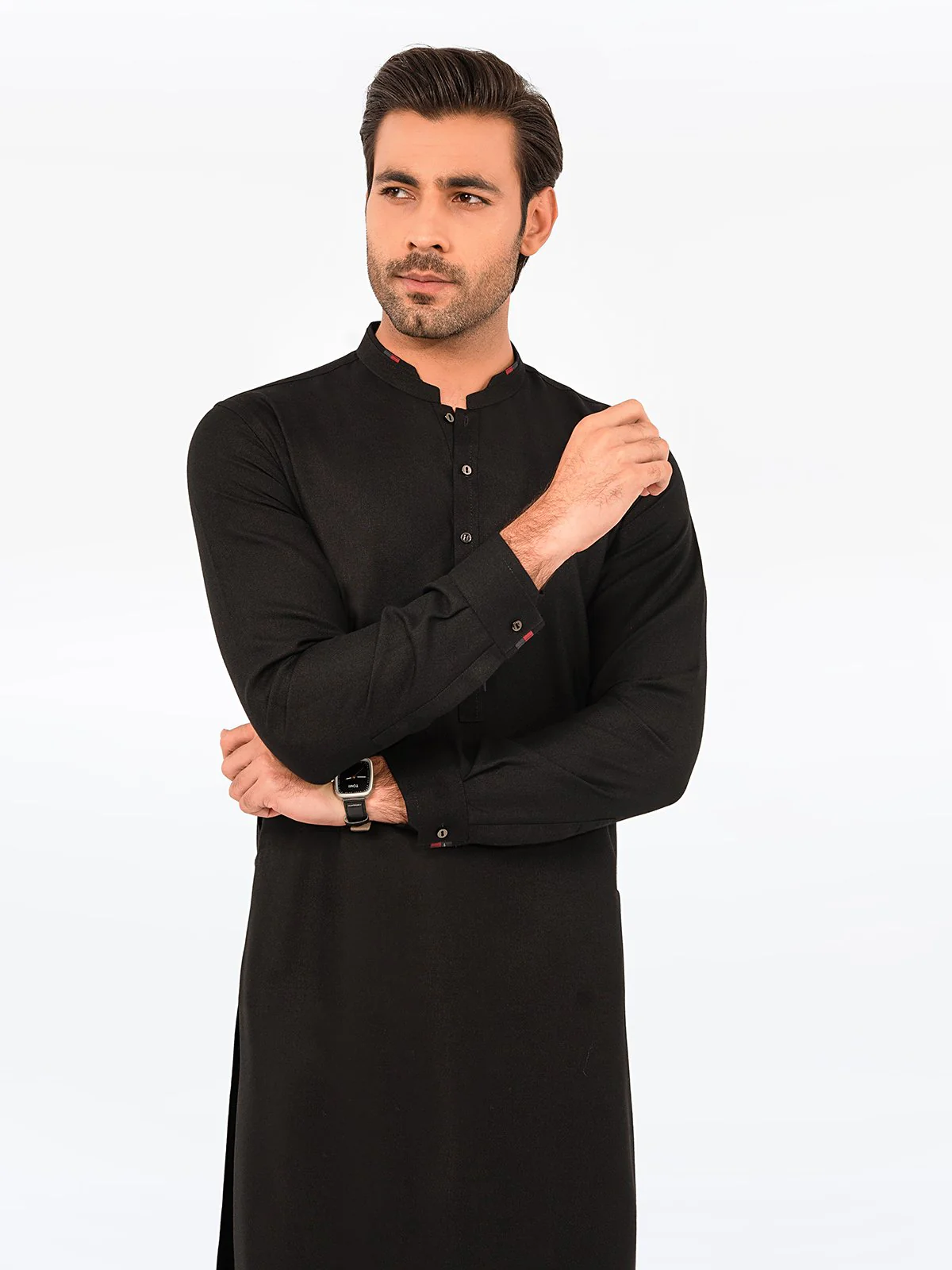 Men's Black Shalwar Kameez - EMTKS23W-41045 - Image 3