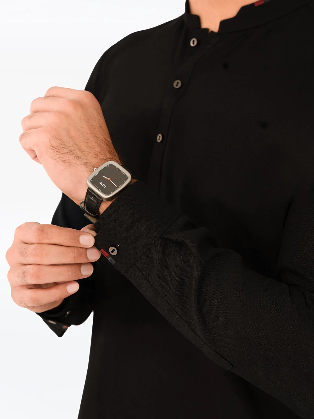 Men's Black Shalwar Kameez - EMTKS23W-41045 - Image 5