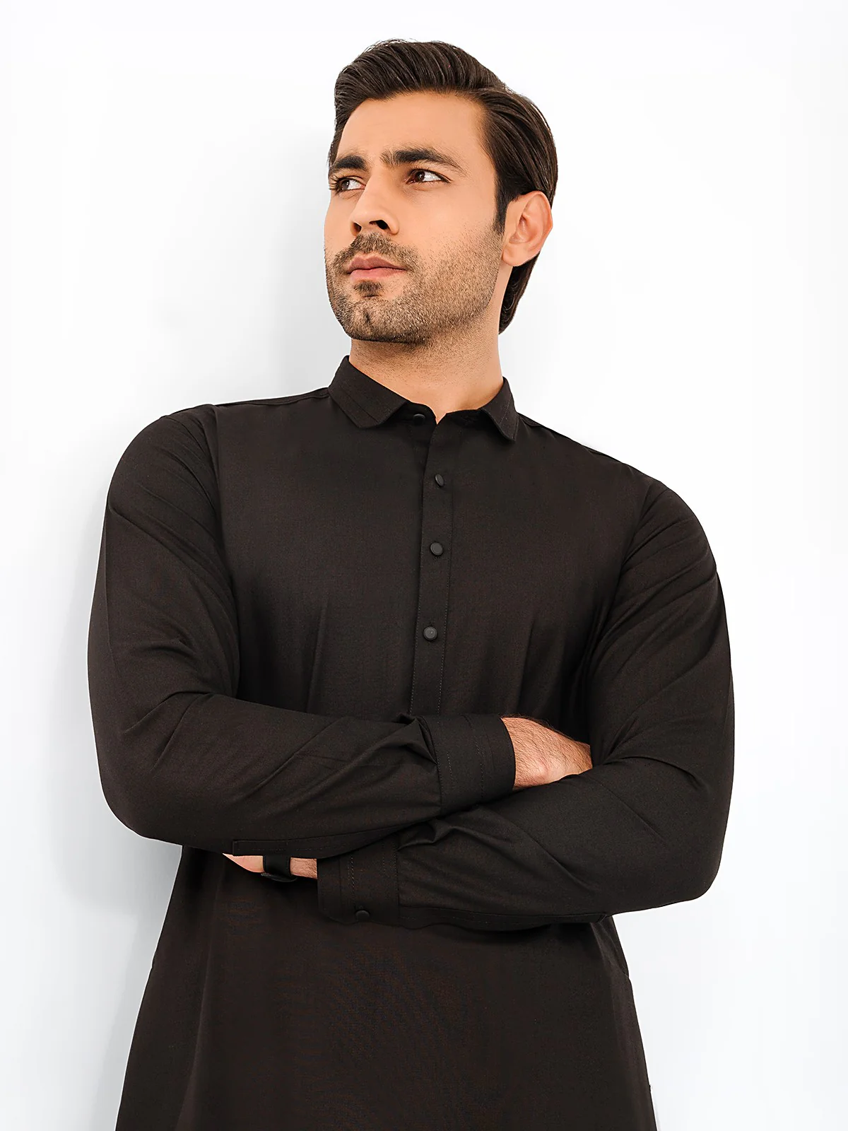 Men's Black Shalwar Kameez - EMTKS23W-41056 - Image 3
